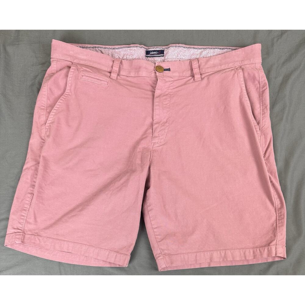 Johnnie-O Pima Cotton Stretch Shorts Mens 35 Malibu Red Golf Preppy Flat Front